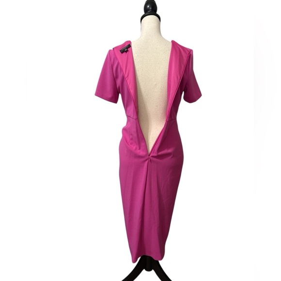 Tahari ASL Stretch Crepe Side Knot Dress in Currant Size 6 NWT - Picture 11 of 15
